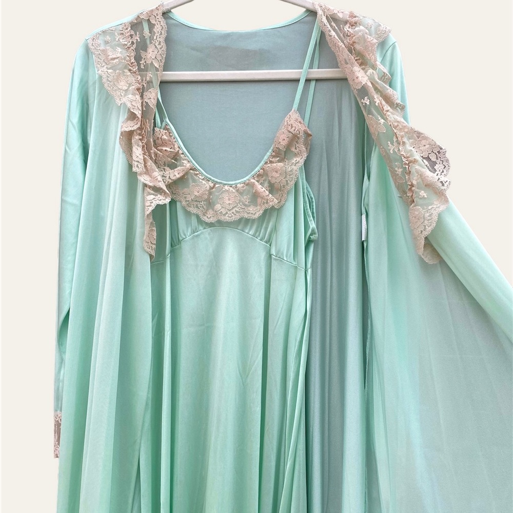 Two Piece Mint + Lace Slip Dress and Cover